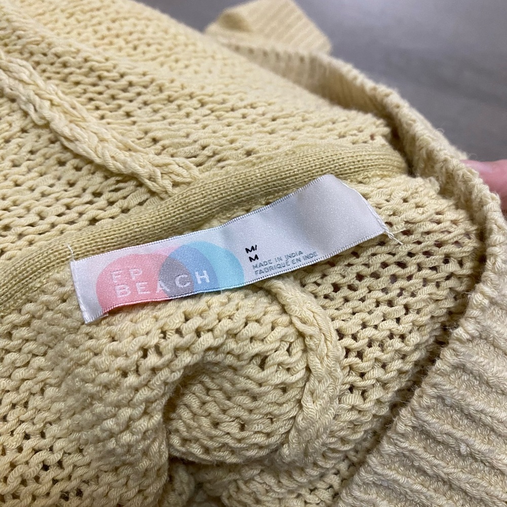 Free People FP Beach Loose Knit Sandra Sweater Hooded Button Baggy Cardigan M - Picture 7 of 10